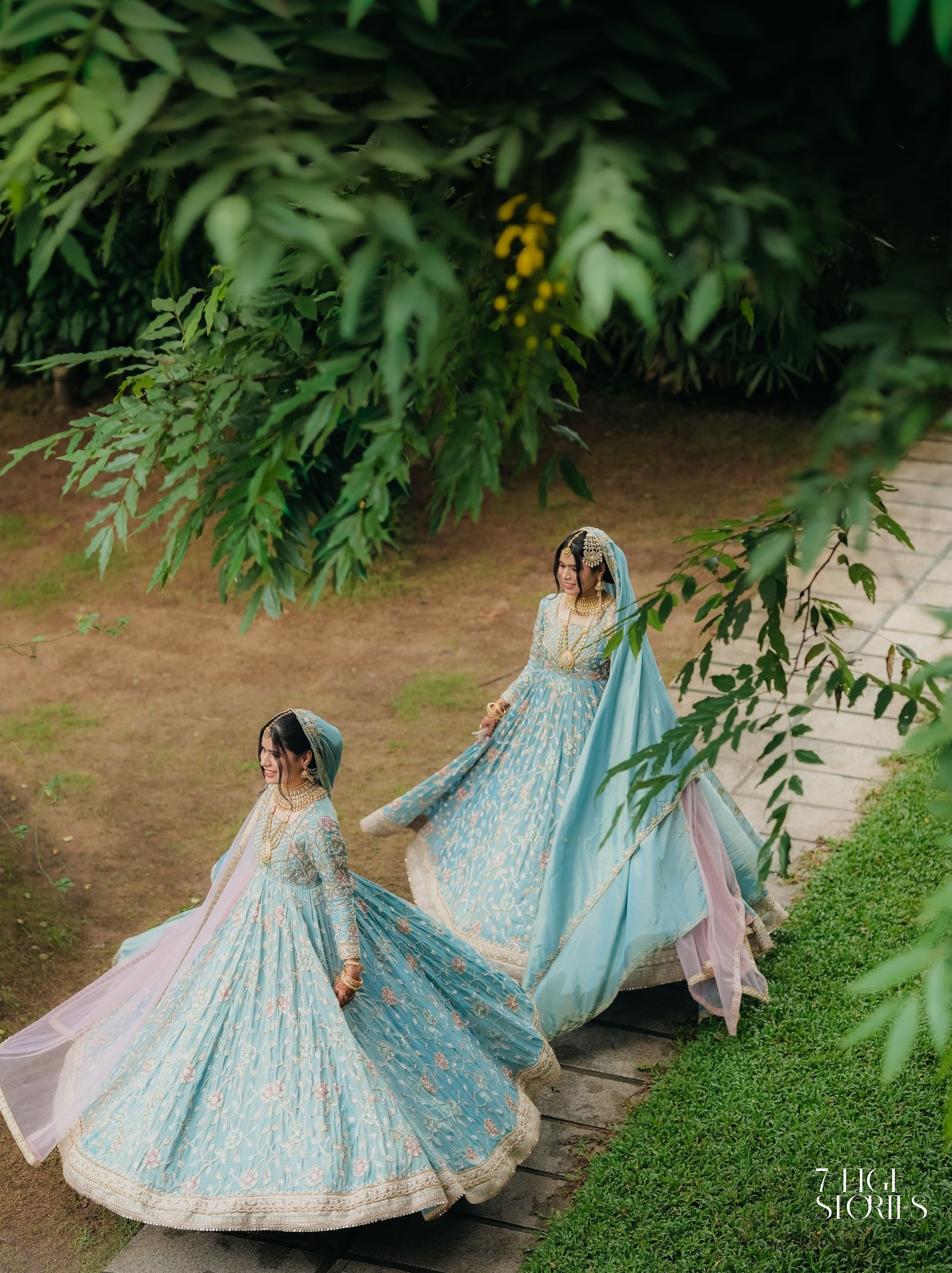 Bridal portrait in a garden